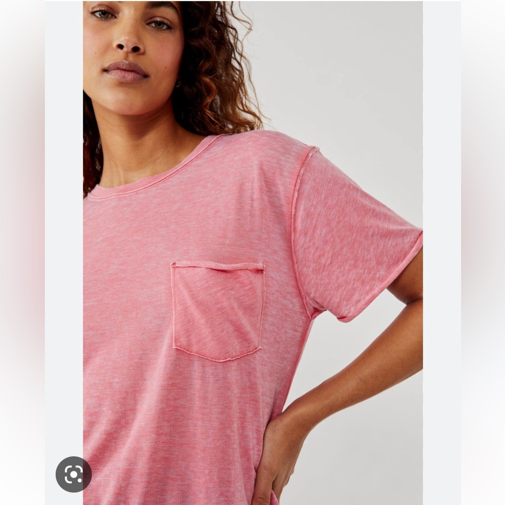 FREE PEOPLE WE THE FREE BELLA TEE PINK SPICED CORAL TEE SHIRT TOP OVERSI… - Picture 9 of 16